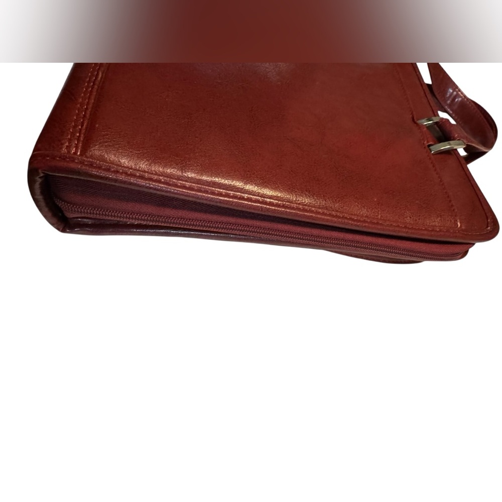 High End Foray Deep Red Women’s Briefcase Attache Vegan Leather Bag Planner - Picture 6 of 15